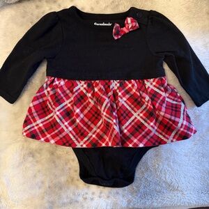 Garanimals Black and Red Plaid Baby holiday skirted Onesie